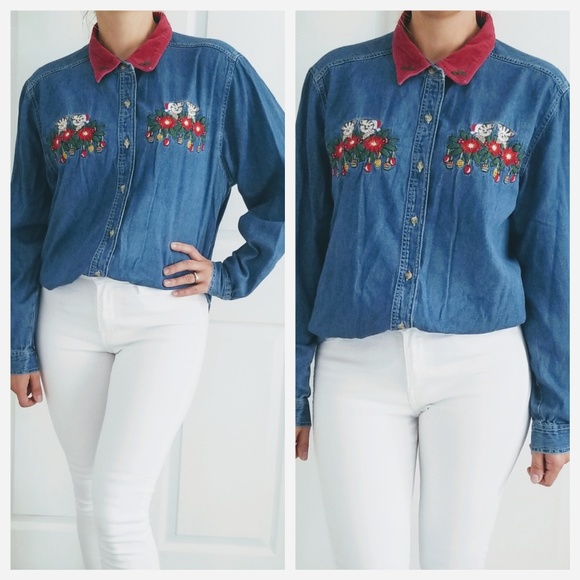 denim christmas shirt